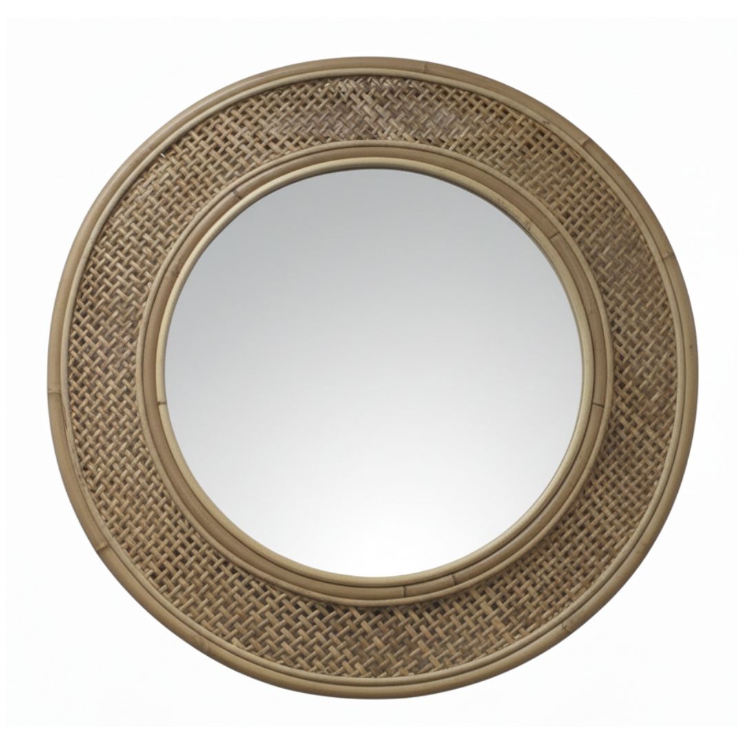 Round Wicker Mirror