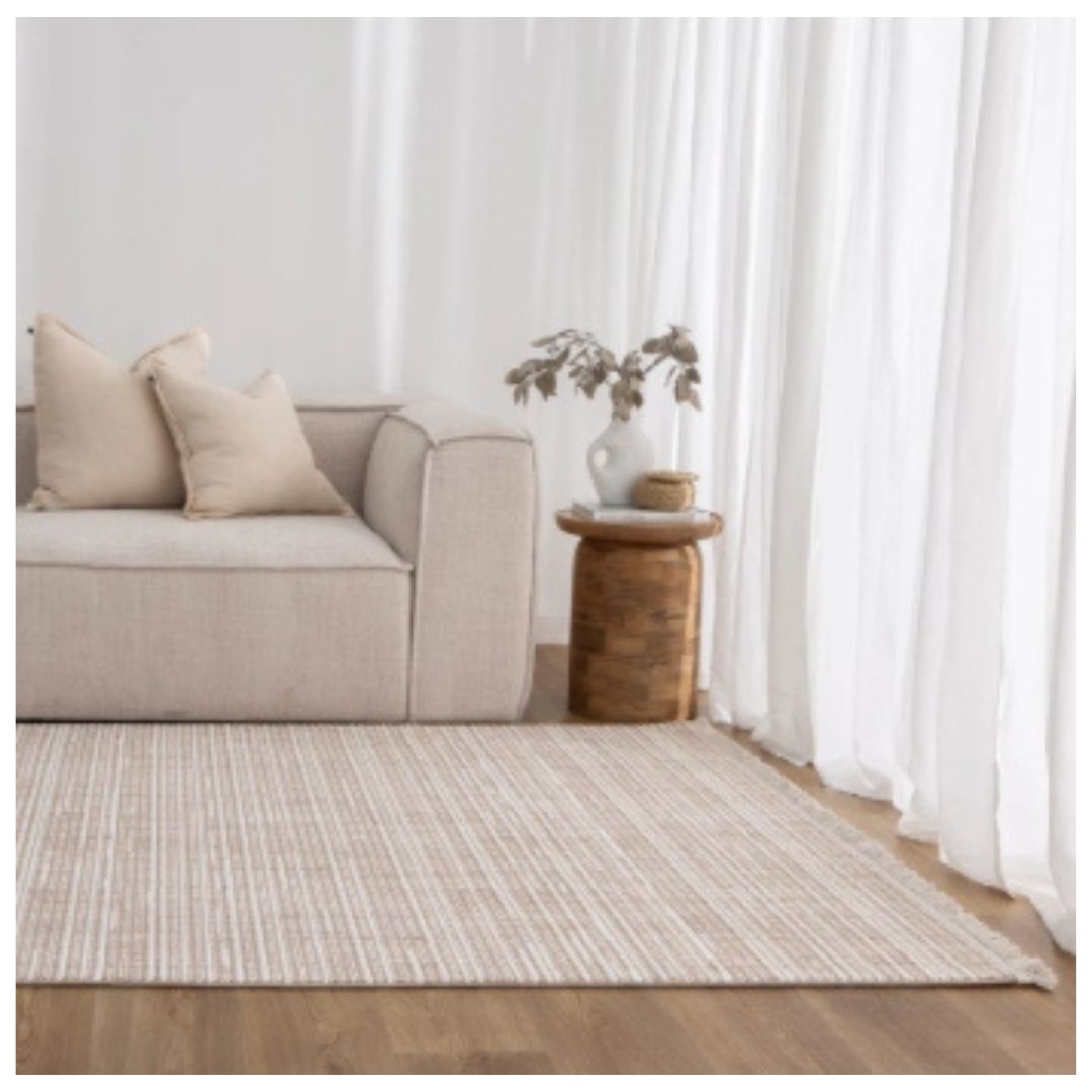 Berno Beige Ivory Loop Lines Rug